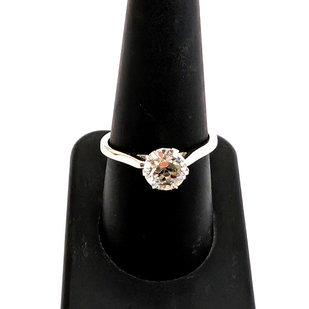 Vintage 40s 50s Signed Uncus Size 9 Sterling Silver 1 CT CZ Engagement Ring